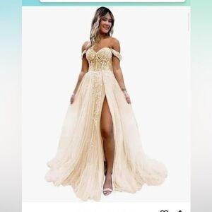 Plus Champagne Formal Dress